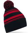 BB473R B473R Beechfield Striped Fan Beanie Black / Classic Red colour image